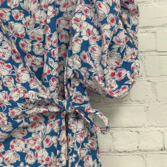 Zara Large Puff Sleeve Floral Mini Wrap Dress - Picture 4 of 6